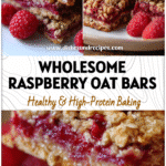 Oatmeal raspberry bars on plate showing a wholesome Fresh Raspberry Breakfast Treat and Healthy Raspberry Oatmeal Bars.